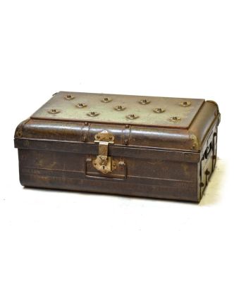 Plechový kufr, antik, zelený, 68x45x28cm
