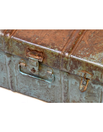 Plechový kufr, antik, zelený, 66x38x27cm