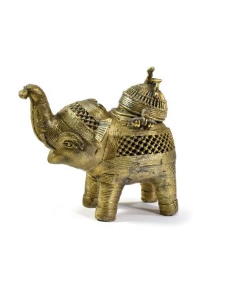 Slon "tribal art", mosazná soška, otevírací,  13cm