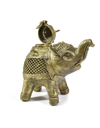 Slon "tribal art", mosazná soška, otevírací,  13cm