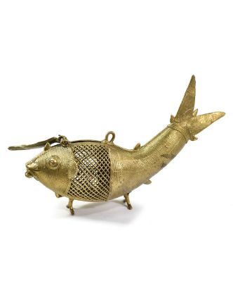Ryba "tribal art", mosazná soška, otevírací, 25cm