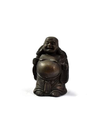 Buddha hojnosti , mosazná soška, 12cm
