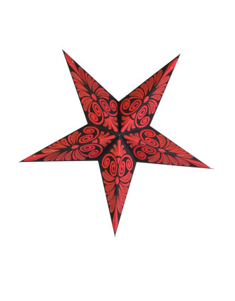 Černo červený papírový lampion hvězda "Celtic Flower", 5 cípů, 60cm