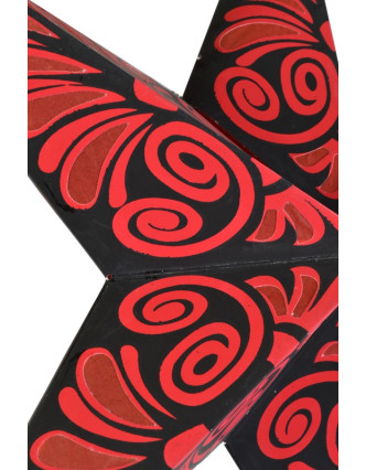 Černo červený papírový lampion hvězda "Celtic Flower", 5 cípů, 60cm