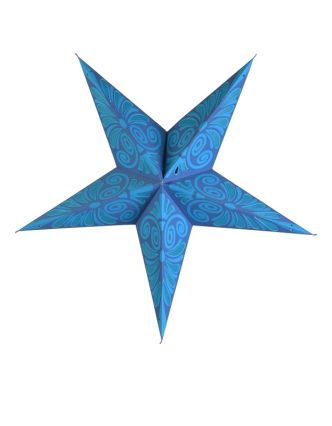 Modrý papírový lampion hvězda "Celtic Flower", 5 cípů, 60cm