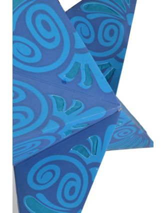 Modrý papírový lampion hvězda "Celtic Flower", 5 cípů, 60cm