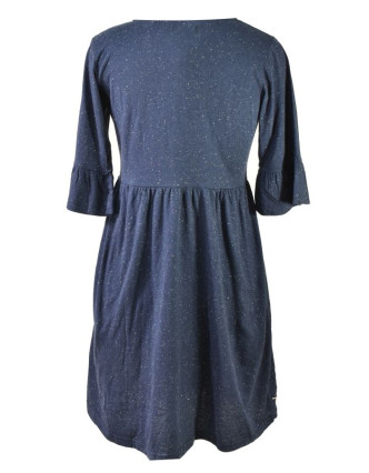 Tmavě modré šaty s tříčtvrtečním rukávem, výšivka, Natural design