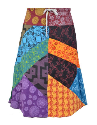 Dlouhá patchworková sukně s elastickým pasem