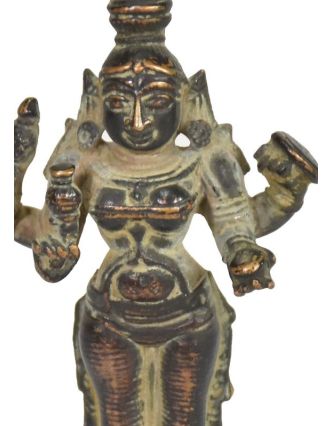 Parwati, antik mosazná soška, patina, 9cm