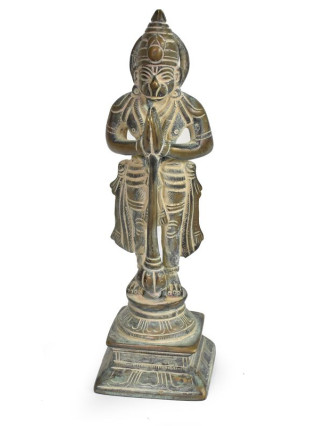 Hanuman, antik mosazná soška, patina, 17cm