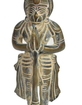 Hanuman, antik mosazná soška, patina, 17cm