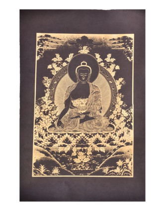 Buddha léčitel (Medicine), zlatý tisk na černém ručním papíru, 50x75cm