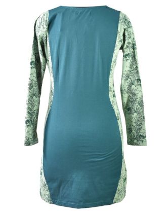 Zelené šaty s dlouhým rukávem, Natural design, potisk, Bio bavlna