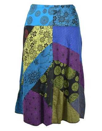 Dlouhá patchworková sukně s elastickým pasem