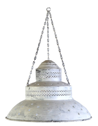 Kovová lampa v orientálním stylu, bílá patina, průměr 50cm