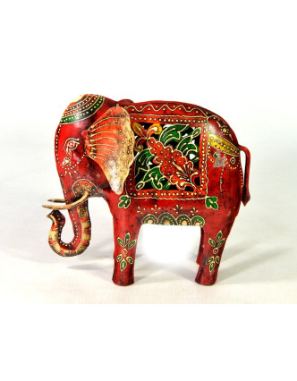 Ručně malovaný svícen, červený slon, 27x25cm