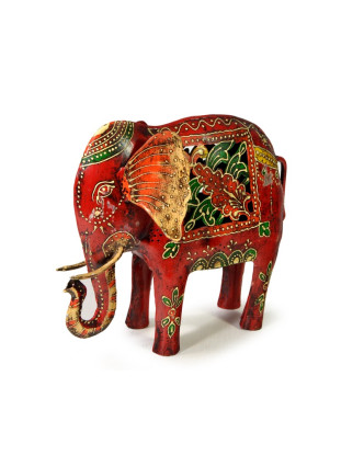 Ručně malovaný svícen, červený slon, 27x25cm