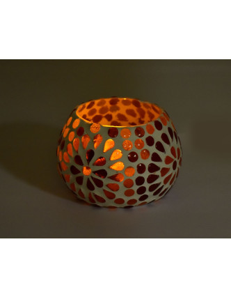 Lampička, skleněná mozaika, kulatá, průměr 9cm, výška 6cm