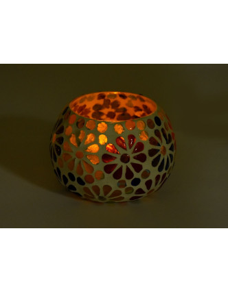 Lampička, skleněná mozaika, kulatá, průměr 9cm, výška 6cm