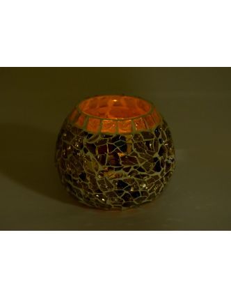 Lampička, skleněná mozaika, kulatá, průměr 10cm, výška 8cm