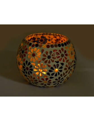 Lampička, skleněná mozaika, kulatá, průměr 15cm, výška 11cm