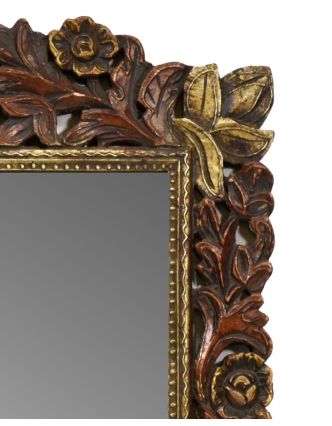 Zrcadlo v rámu z mangového dřeva, ručně vyřezané, 52x2x64cm