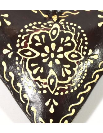 Závěsná dekorace - černé ručně malované srdce, kov, 10x3x10cm