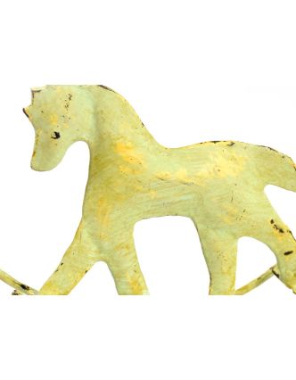 Kovová soška koníka, zeleno žlutá patina, 14x4x11cm