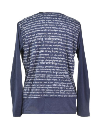 Pánské tmavě modré tričko s dlouhým rukávem a potiskem Mantra