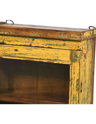 Stará prosklená skříňka z teakového dřeva k zavěšení na stěnu, 38x15x72cm