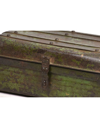 Plechový kufr, antik, zelený, 61x35x28cm