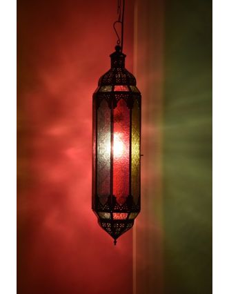 Arabská lampa, červeno zelená, mosaz, ruční práce, cca 15x40cm
