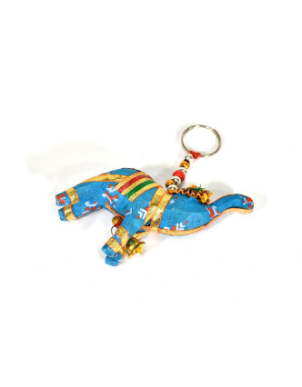 Přívěsek na klíče slon se zvonečkem, modrý, 9x6cm
