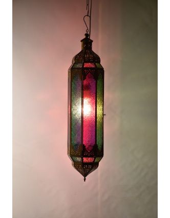 Arabská lampa, červeno zelená, mosaz, ruční práce, cca 15x40cm