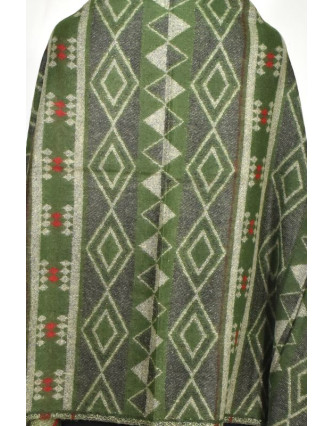 Velký zimní šál se vzorem aztec, khaki, 205x95cm