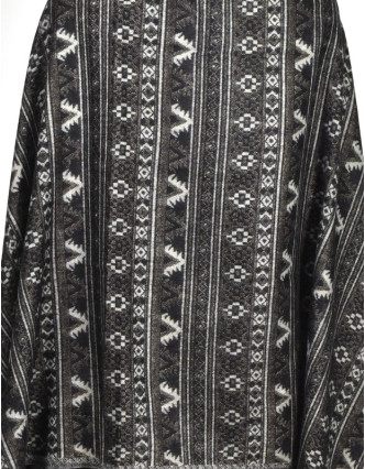 Velký zimní šál s drobným geometrickým vzorem, černá, 205x95cm