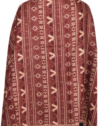 Velký zimní šál s drobným geometrickým vzorem, vínová, 205x95cm
