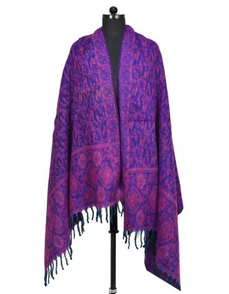 Velký zimní šál s paisley vzorem, fialová, 205x95cm