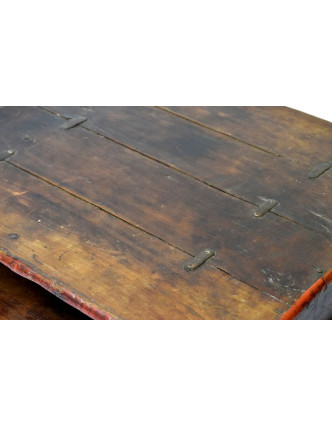 Starý stolek z teakového dřeva, otvírací dvířka, 83x84x35cm