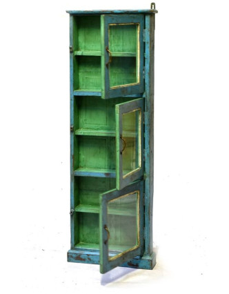 Prosklená skříň z antik teakového dřeva, 50x12x141cm