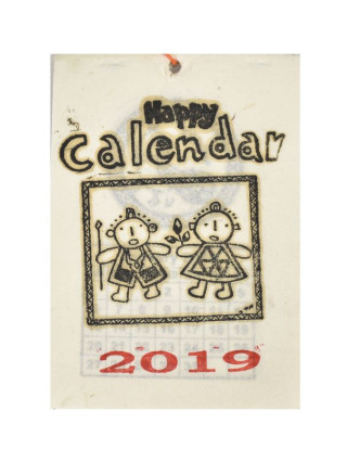 Kalendář na rok 2019 ručně tisklý na rýžovém papíru, 10x15cm