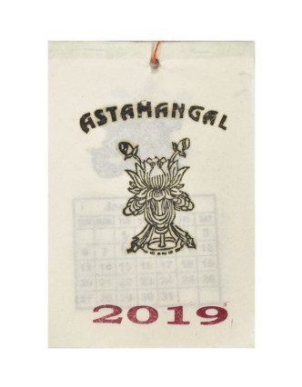 Kalendář na rok 2019 ručně tisklý na rýžovém papíru, 10x15cm