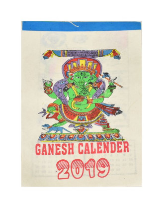 Kalendář na rok 2019 ručně tisklý na rýžovem papíru, 23x30cm