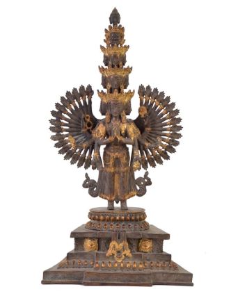 Měděná soška Avalokiteshvara - hrozivá podoba, 45cm