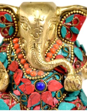 Ganesh, soška vykládaná polodrahokamy,  výš. 9cm