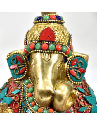 Ganesh, soška vykládaná polodrahokamy,  výš. 16cm