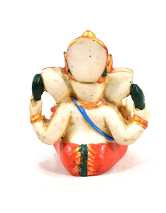 Ganesh, bílý, ručně malovaný, pryskyřice, 8cm