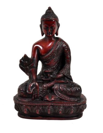 Soška Buddha léčitel (Medicine), tmavě červený, 14cm