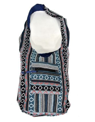 Taška přes rameno, "ghari barevné proužky", kapsy, zip, 35x40cm