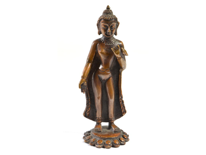 Bodhisatwa, soška malá, měď, 12,5x4cm